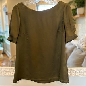Banana Republic Puff Short Sleeve Army Green Blouse - Small